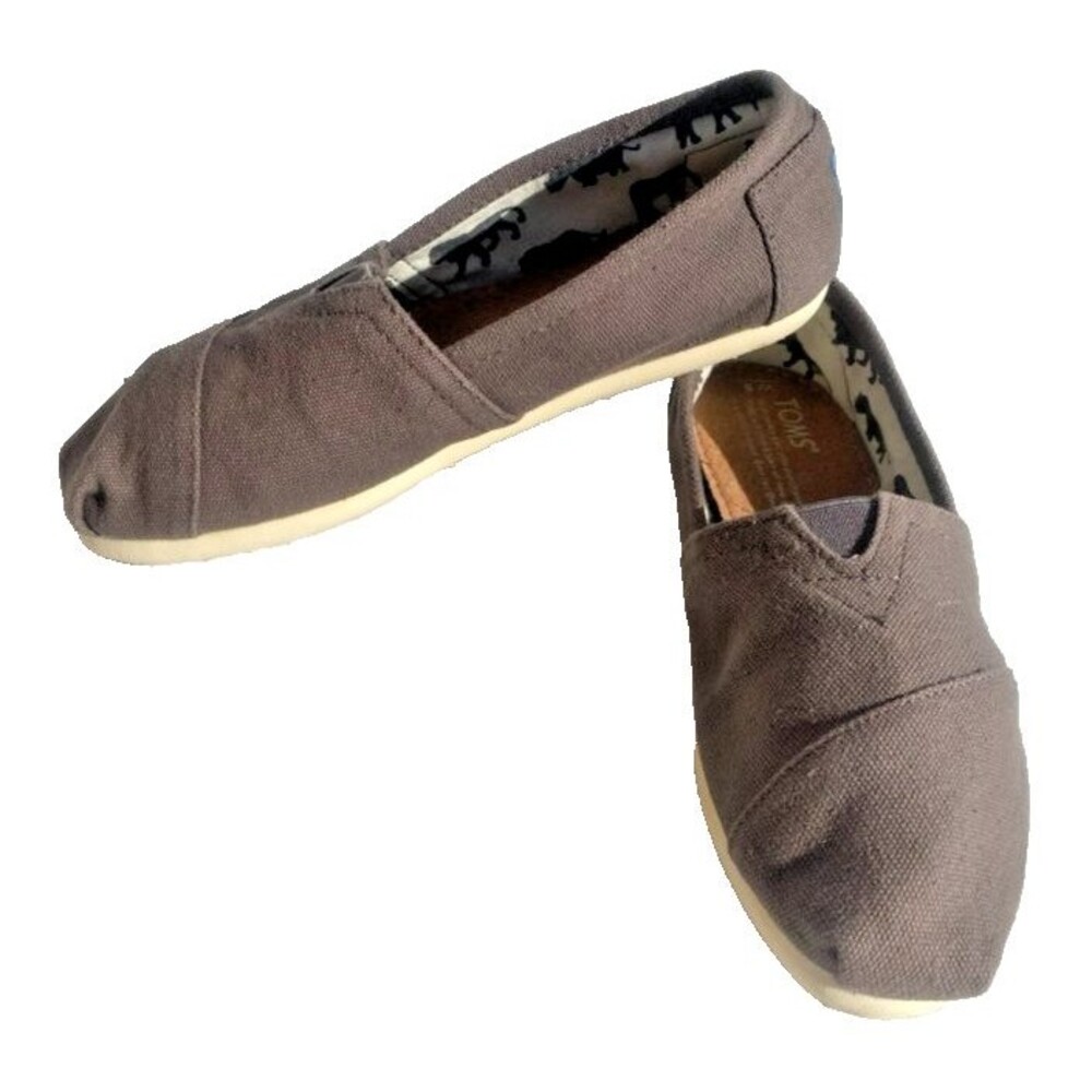 TOMS Classic Alpargatas Women's Size 5 Lightweight Slip-On Gray Canvas Shoes EUC